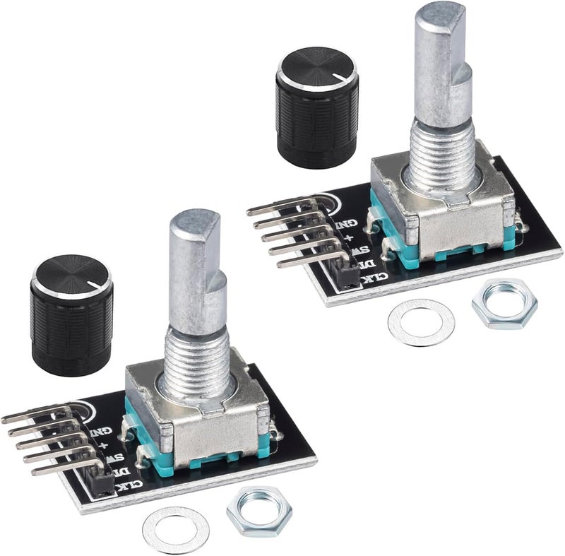 JTAREA KY-040 Rotary Encoder Module 360 Degree Switch Encoders with Knob Cap Brick Sensor Modules (Pack of 2pcs) - Image 1